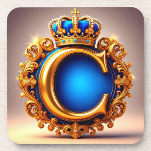 Porta-copo Monograma da Letra C Azul Real