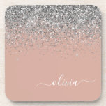 Porta-copo Monograma da rosa Dourada Laser Linear de Prata Ro<br><div class="desc">Portas copos de papel com o nome do monograma do script Glitter preto e branco-azul rosa Dourado e Silver Glitter. Isso faz a formatura perfeita,  aniversário,  casamento,  chá de panela,  aniversário,  chá de fraldas ou presente de festa de solteira para alguém que ama luxo de vidro e estilos quíticos.</div>