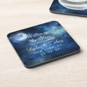 Porta-copo Monograma de Casamento Celestial Lua Cheia no Céu 