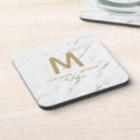 Monograma de Casamento de Mármore Branco Elegante
