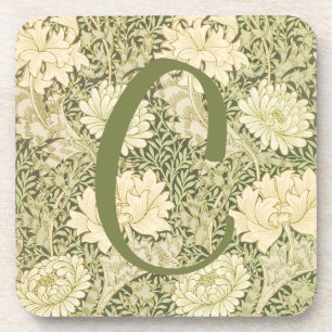 Porta-copo Monograma de Design Floral Verde Wm Morris