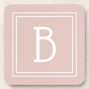 Porta-copo Monograma de Fazenda Moderna Rosa e Branco Inicial