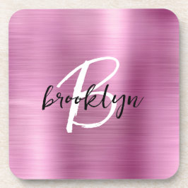 Porta-copo Monograma de Script Branco Preto, Preto, Rosa Esfr