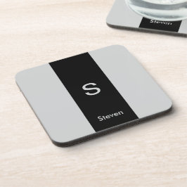 Porta-copo Monograma Dois Tom Preto Moderno e Cinzas