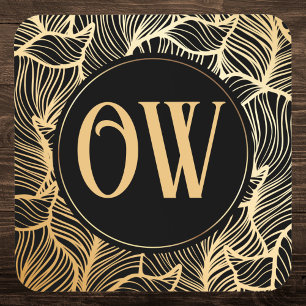 Porta-copo Monograma Dourado e preto de luxo