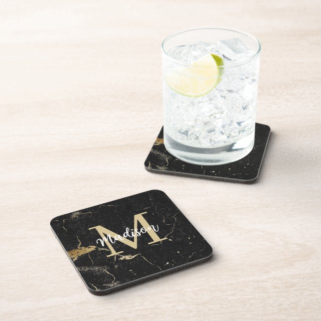 Porta-copo Monograma Dourado Marble (Lado Direito)