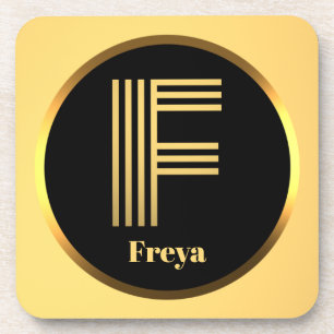 Porta-copo Monograma Dourado Personalizado - Letra F