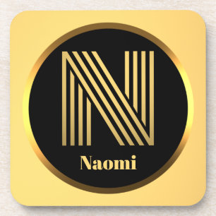 Porta-copo Monograma Dourado Personalizado - Letra N