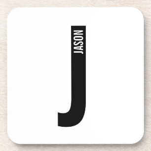 Porta-copo Monograma e Nome de Negrito Personalizado Moderno