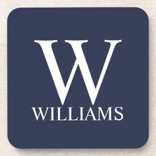 Porta-copo Monograma e Nome Personalizados Azul-marinho