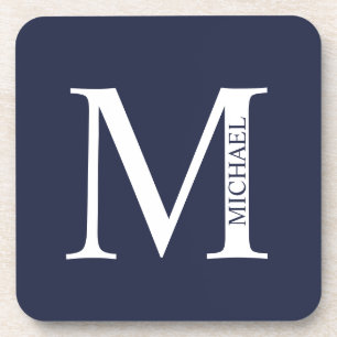 Porta-copo Monograma e Nome Personalizados Azul-marinho