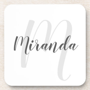 Porta-copo Monograma e Nome Personalizados de Script Moderno