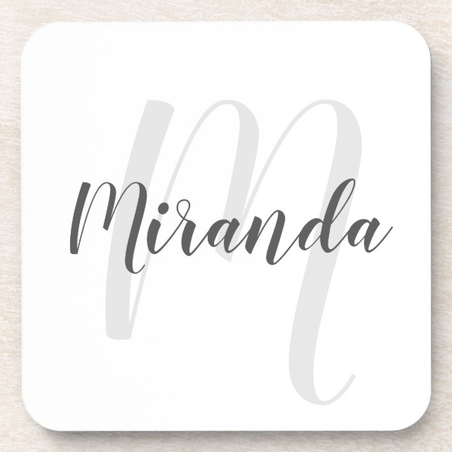 Porta-copo Monograma e Nome Personalizados de Script Moderno (Frente)