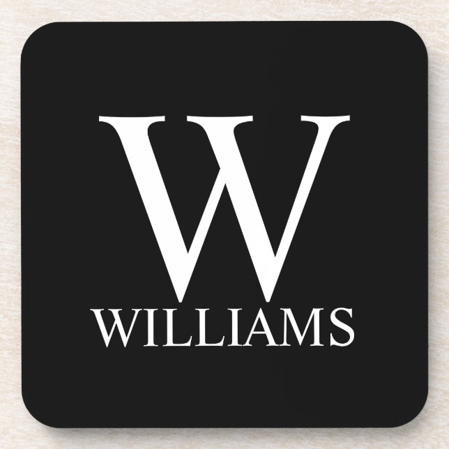Porta-copo Monograma e Nome Personalizados Preto (Frente)