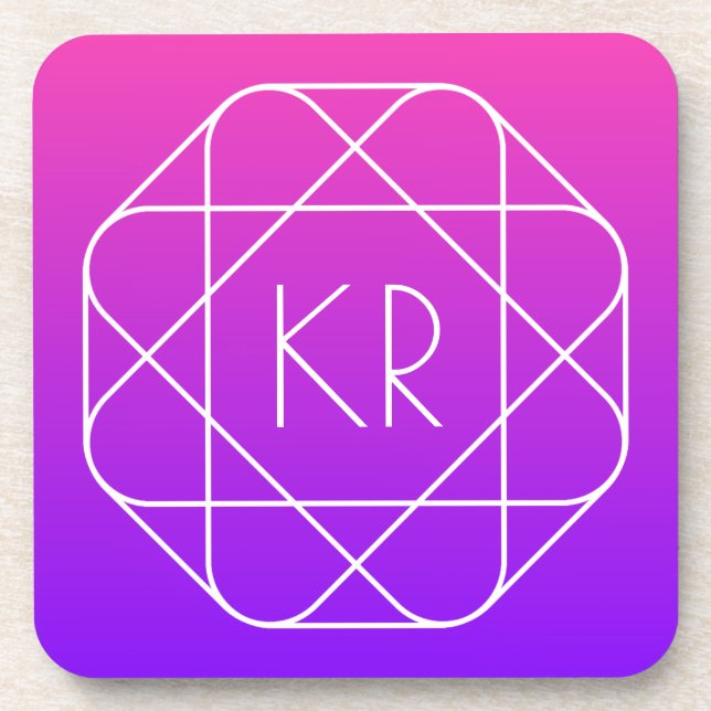 Porta-copo Monograma Geométrico legal | Violeta púrpura magen (Frente)
