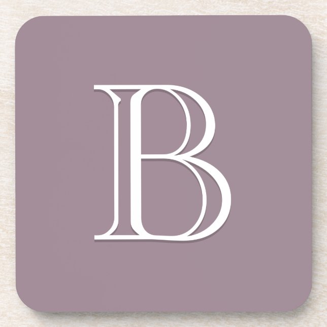 Porta-copo Monograma - Letra Elegante inicial, púrpura e bran (Frente)