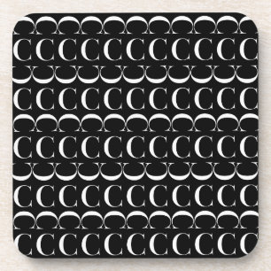 Porta-copo Monograma - Letra Inicial C, Escolher Cor de Fundo