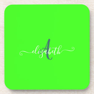 Porta-copo Monograma Neon Fluorescente Verde
