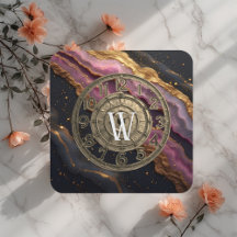 Monograma Personalizado Ágata Rosa Metal Rústico L
