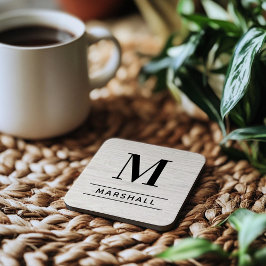 Porta-copo Monograma Personalizado de Madeira Lavada Branca R