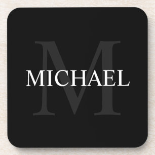 Porta-copo Monograma Personalizado e Nome Preto