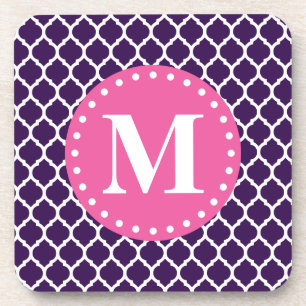 Porta-copo Monograma roxo de lattice roquino