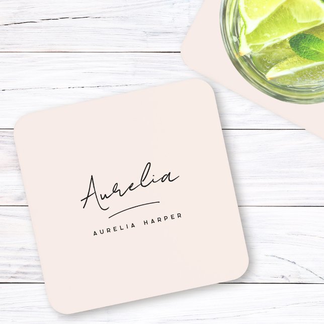 Porta-copo Monograma Simples Assinatura Elegante Mínima Femin (Criador carregado)