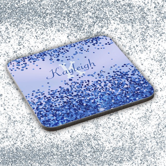 Porta-copo Monograma Simples Azul Brutado de Metal e Largura  (Criador carregado)