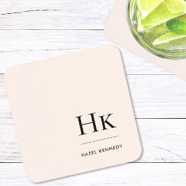 Porta-copo Monograma - Simples Elegante - Mínimo Esbranquiçad