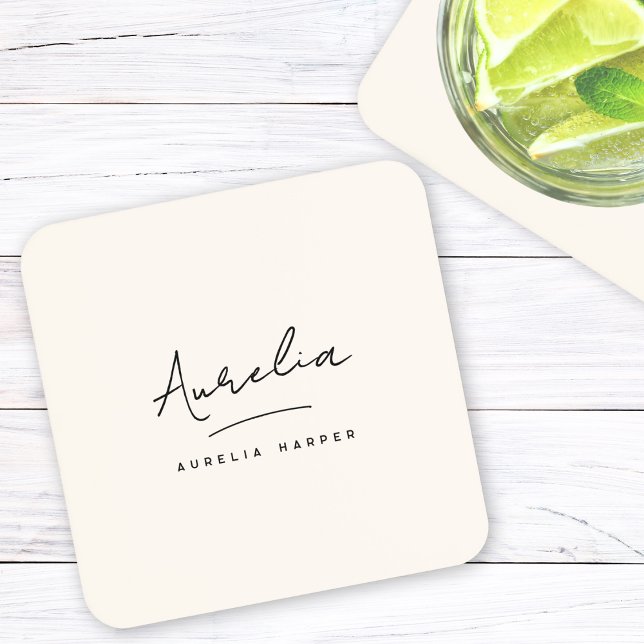 Porta-copo Monograma Simples Script Elegante Mínimo Feminina (Criador carregado)