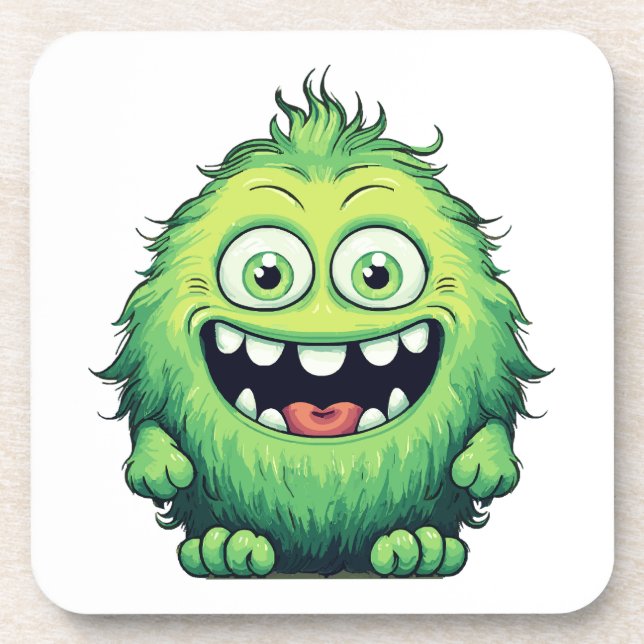 Porta-copo Monstro Verde Fofo Sorridente Desenho Animado (Frente)