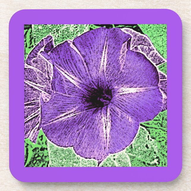 Porta-copo Morning Glory Block Impressão - violeta suave (Frente)