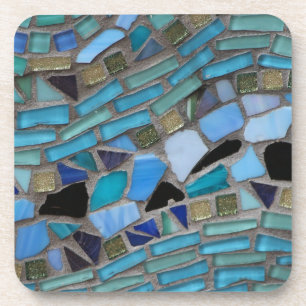Porta-copo Mosaico de Vidro do Mar Azul
