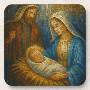 Porta-copo Mosaico de Vitral da Natividade   Sagrada Família 