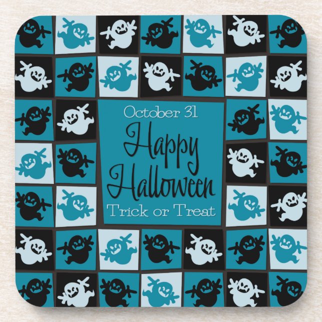 Porta-copo Mosaico fantasma do Halloween (Frente)