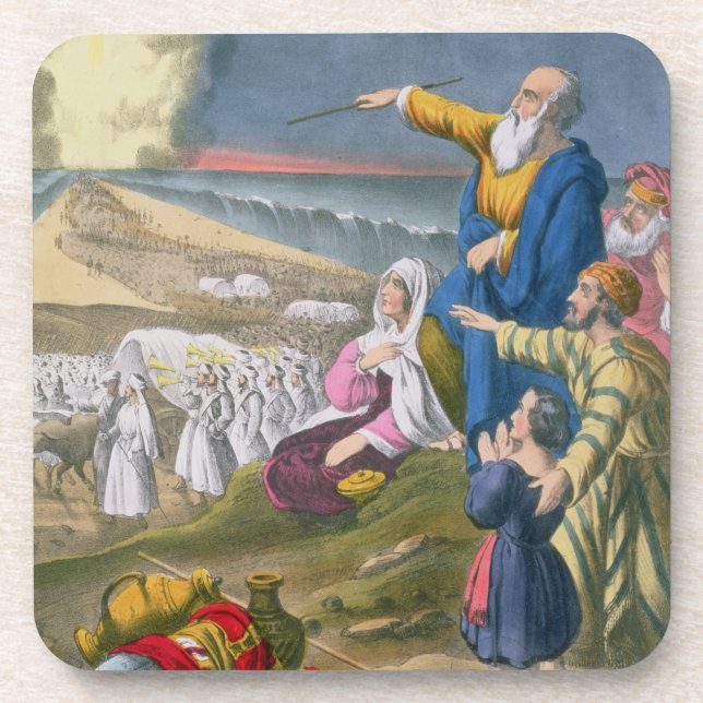 Porta-copo Moses que parte o Mar Vermelho, de uma bíblia (Frente)