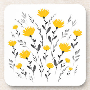 Porta-copo Motif Floral de Cinza Amarelo Moderno