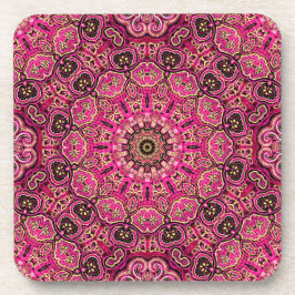 Porta-copo Motivo de Mandala Geométrica Rosa Quente