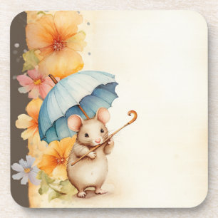 Porta-copo Mouse mascando flores de cana papel manchado
