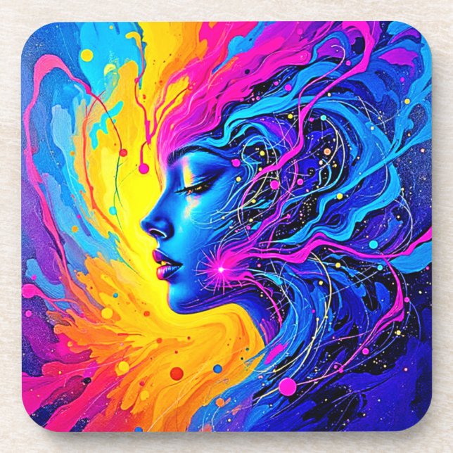 Porta-copo Mulher Abstrato de Dreamy Colorful (Frente)