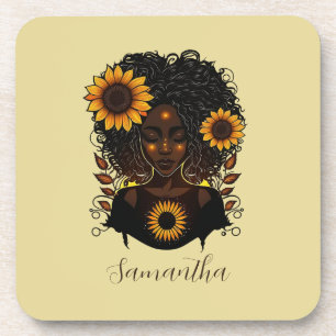 Porta-copo Mulher Afro Rainha Sunflower