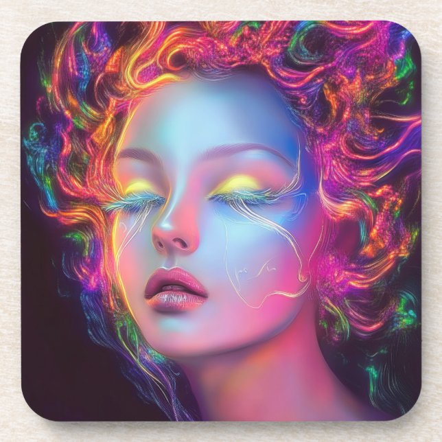 Porta-copo Mulher alienígena com cabelo cósmico (Frente)