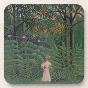 Porta-copo Mulher Caminhando em uma Floresta Exótica, Henri R