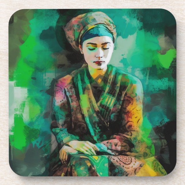 Porta-copo Mulher em Verde (Frente)