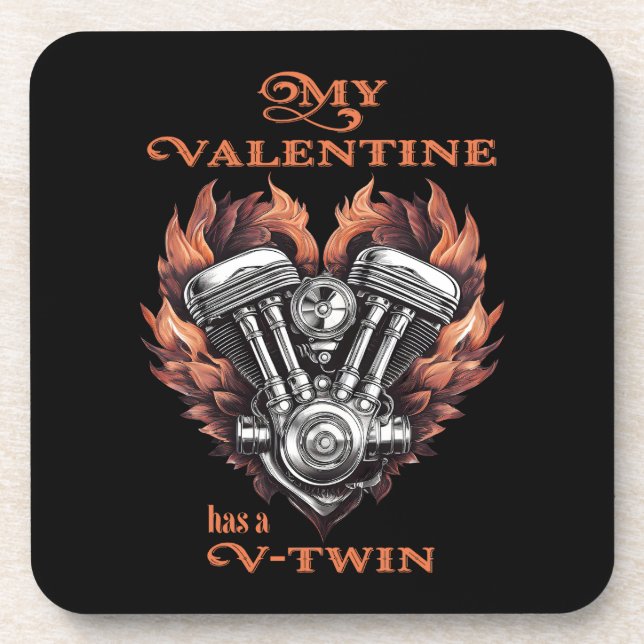 Porta-copo My Valentine has a V-Twin, Biker (Frente)