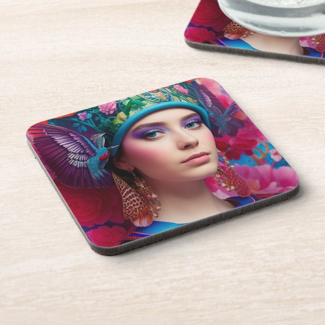 Porta-copo Na moda princesa com chapéu floral (Left Side)