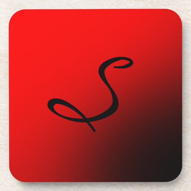 Porta-copo Na moda Red Black Monograma Inicial (Frente)