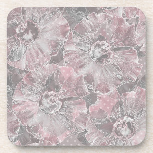Porta-copo Na moda rosa cinza grandes flores