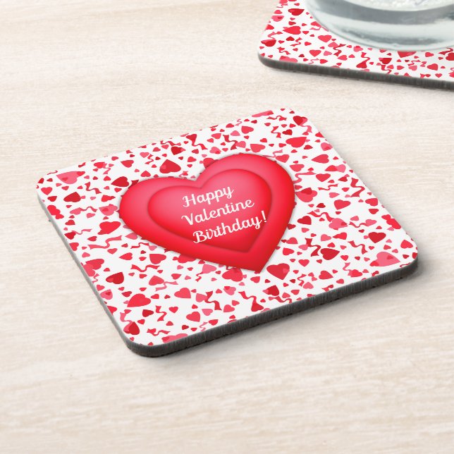 Porta-copo Namorados Birthday Red Confetti Hearts (Left Side)