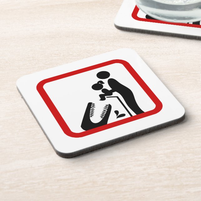 Porta-copo Não alimente a filha ao sinal de zoológico de croc (Left Side)